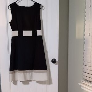 Calvin Klein Black and White Colorblock Midi Dress